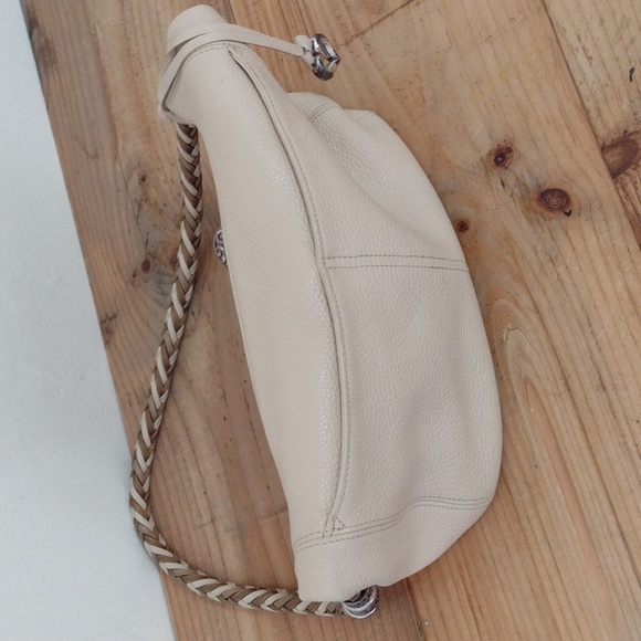 Brighton Barbados Pebbled Leather Zip Top Braided Strap Hobo Bag - Picture 13 of 16